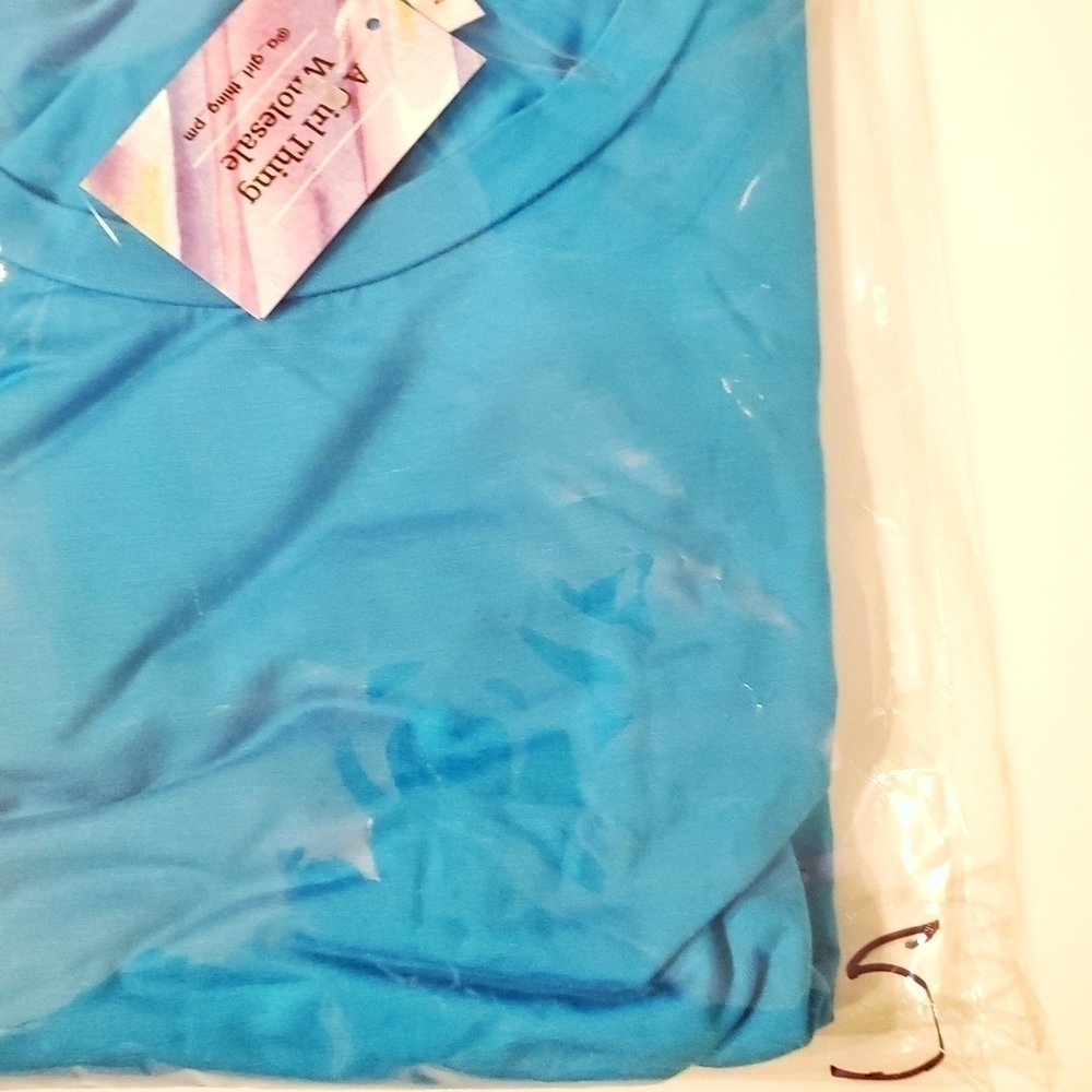 3/$15 Cerulean Blue Ruffled Blouse with Pockets - Picture 6 of 6